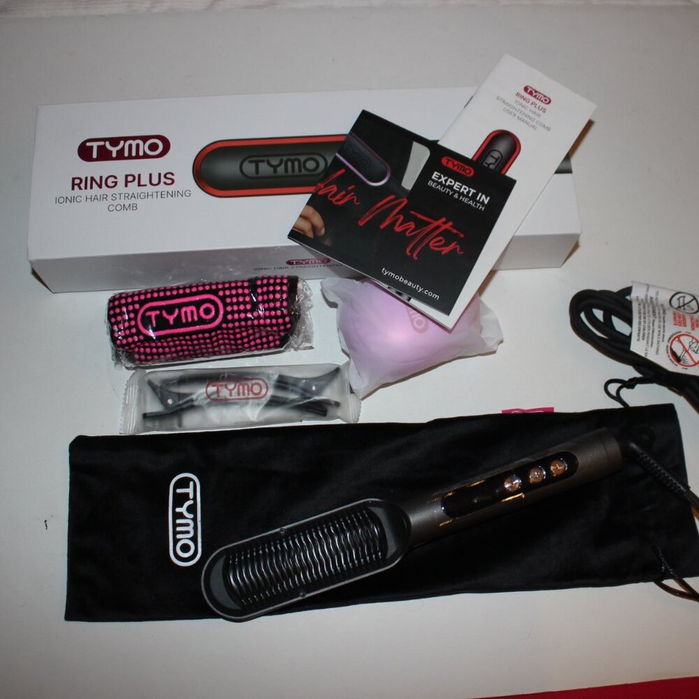 Tymo Ring Plus NEW in Box Straightening Comb +Brush, 2 hair clips, travel pouch - Picture 2 of 5